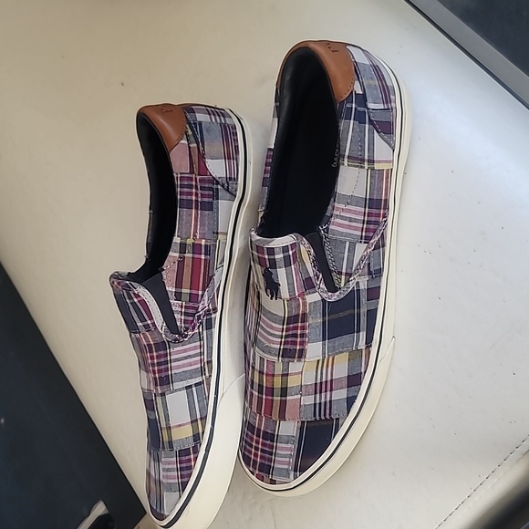 Polo Ralph Lauren Mens Thompson Slip-On Plaid Patchwork Loafer Shoe Sz 13 Madras - Picture 4 of 13